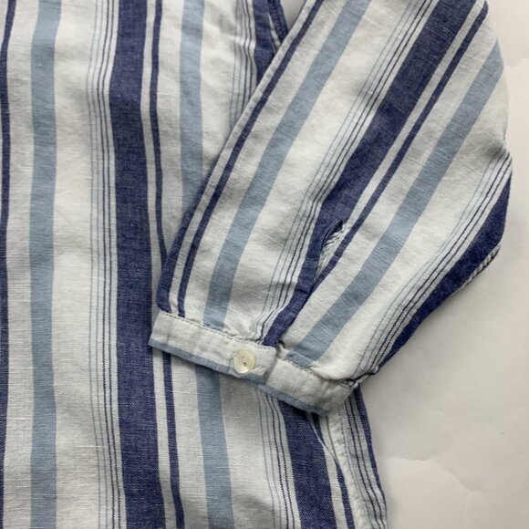 J.Crew Blue Striped Linen Blend Split Neck Tunic Shirt Dress S - Picture 3 of 8